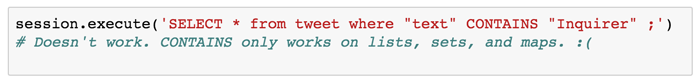 Querying Cassandra with the CONTAINS keyword